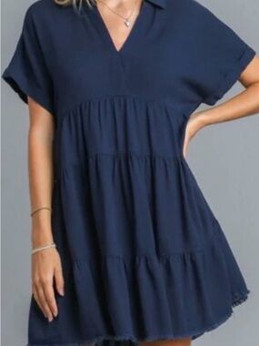 Umgee Collared Tiered Dress